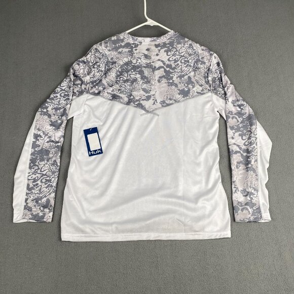 HUK Icon X Tide Change Fishing Performance Sun Shirt Whitesize Medium New - Picture 2 of 16